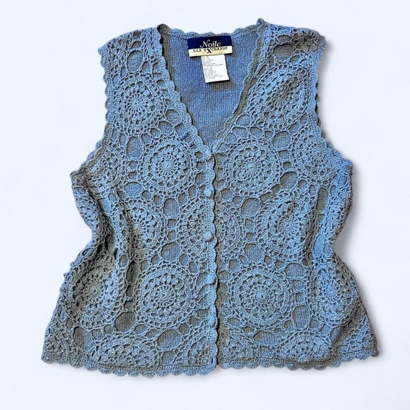 Fairy Blue Crochet Lace Vest by Noile! - Picture 1 of 5
